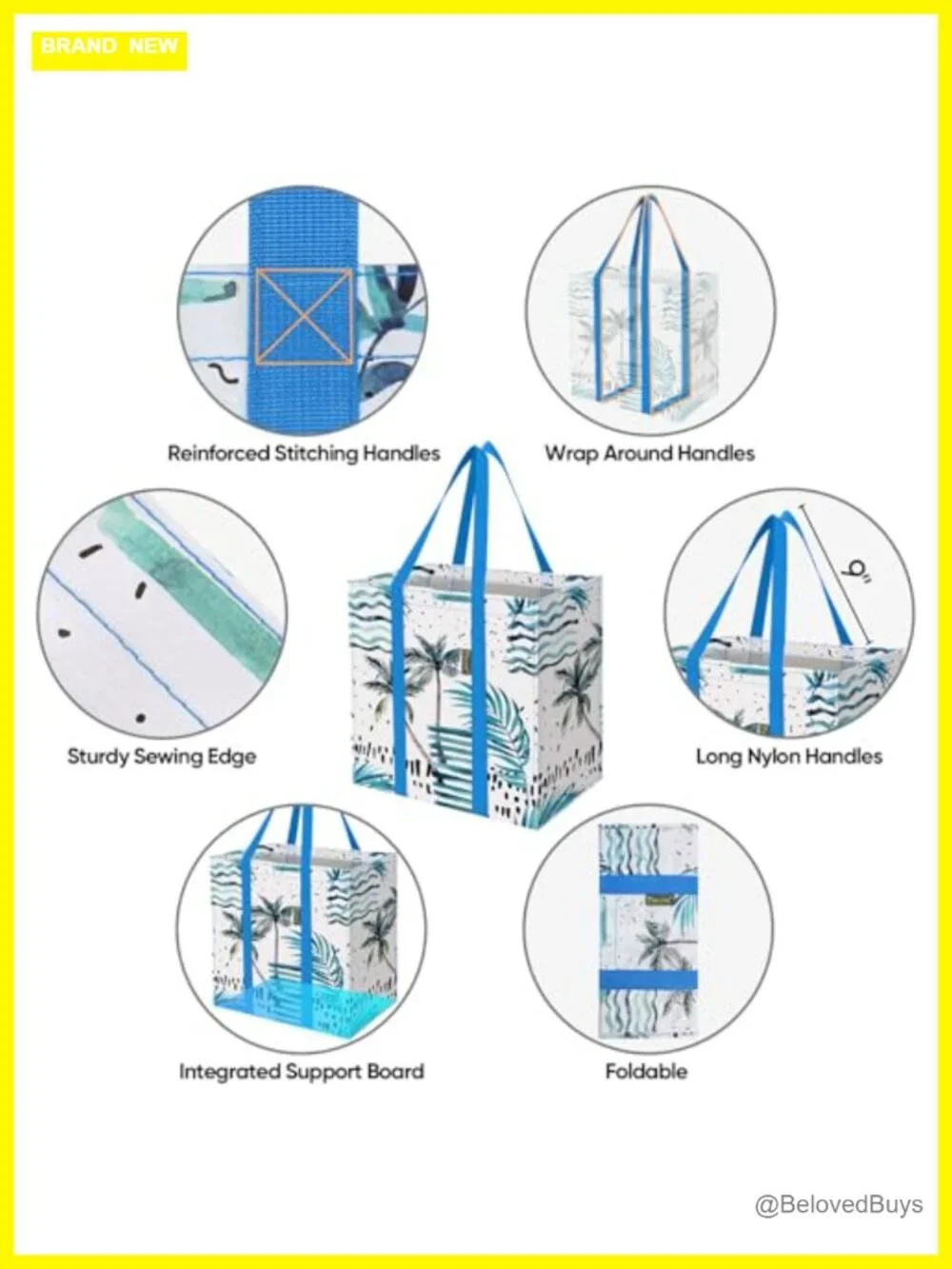 Reusable Grocery Bags Heavy Duty with Reinforced Bottom Foldable Tote Bags 2